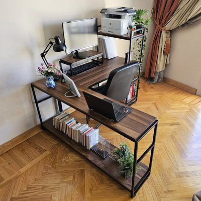 Desk with Side Unit Extension - Angle 1